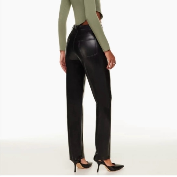 WILFRED ARITZIA MELINA STRAIGHT LEG VEGAN LEATHER PANT - Picture 7 of 8